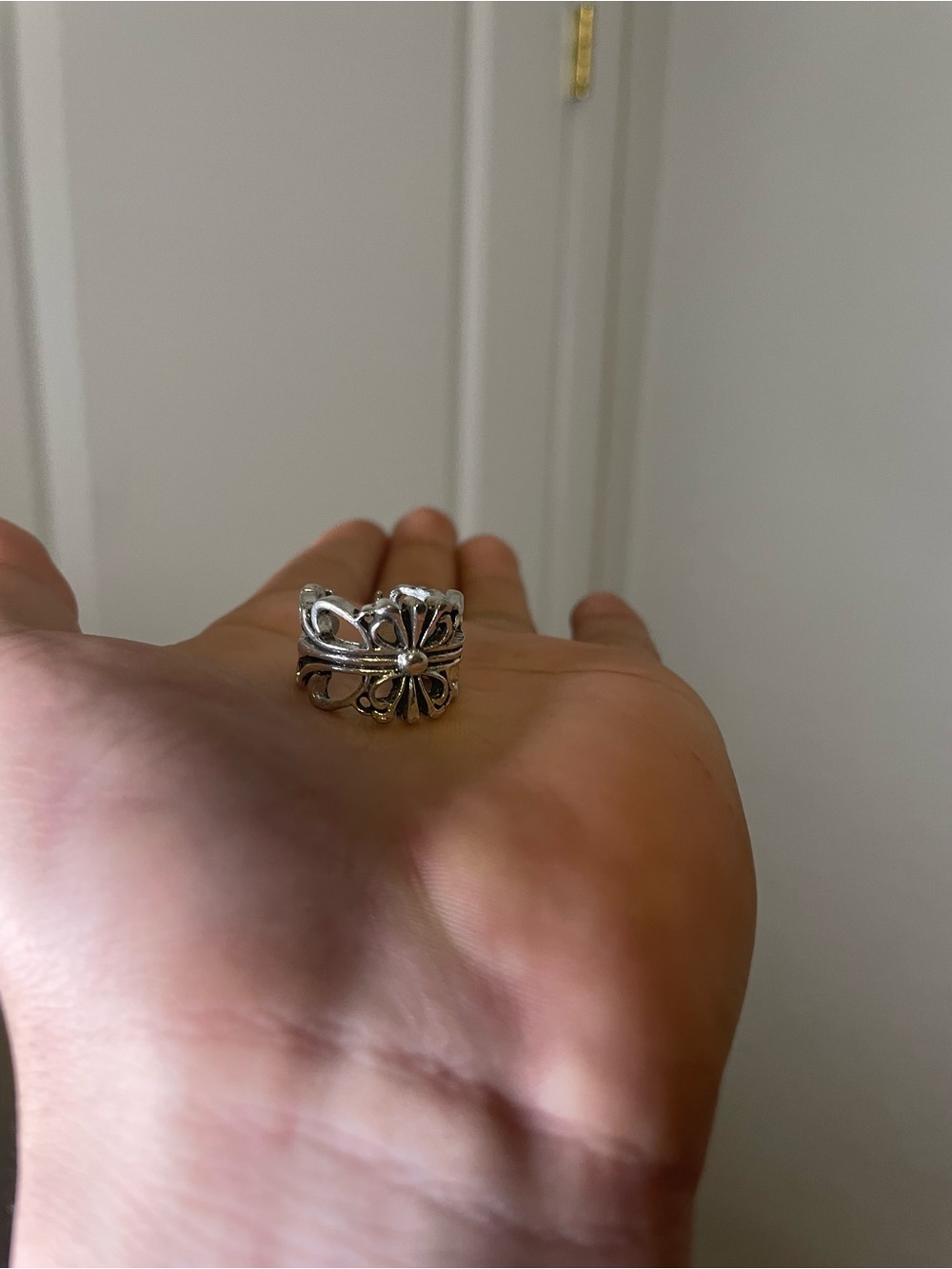 Chrome Hearts Silver Floral Openwork Ring